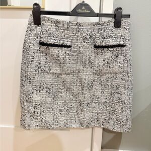 LOFT Black and White Tweed Mini Skirt